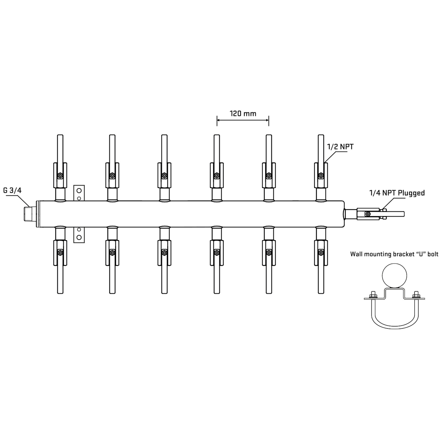 M512B080421 Manifolds Stainless Steel Double Sided