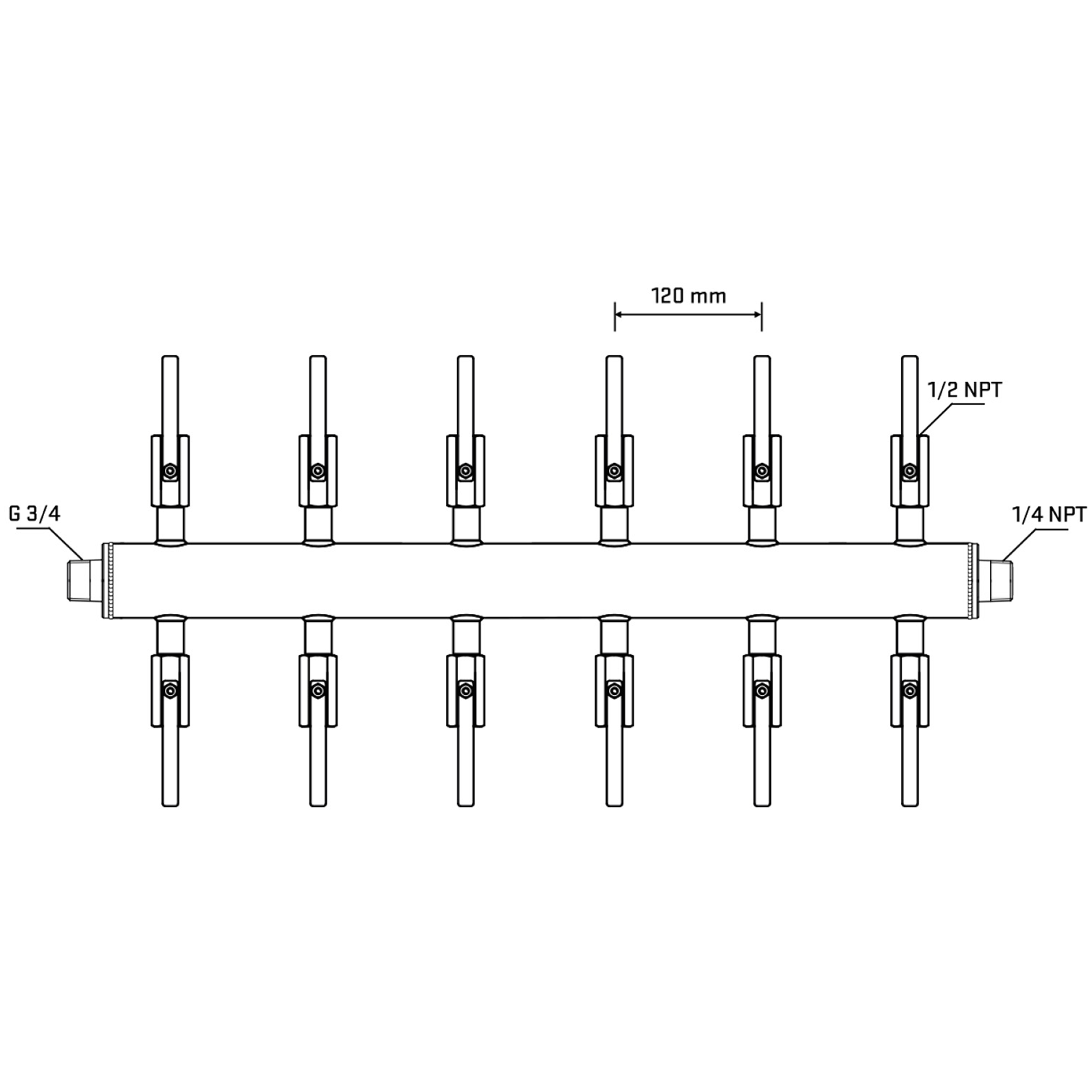 M512B080440 Manifolds Stainless Steel Double Sided