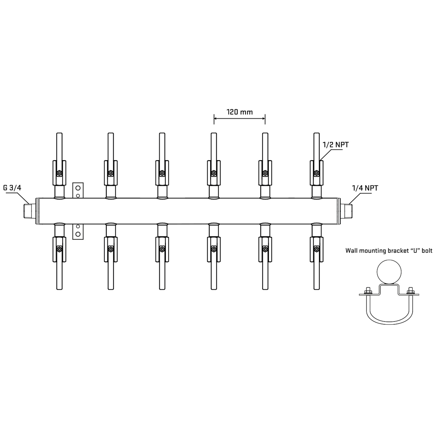 M512B080441 Manifolds Stainless Steel Double Sided