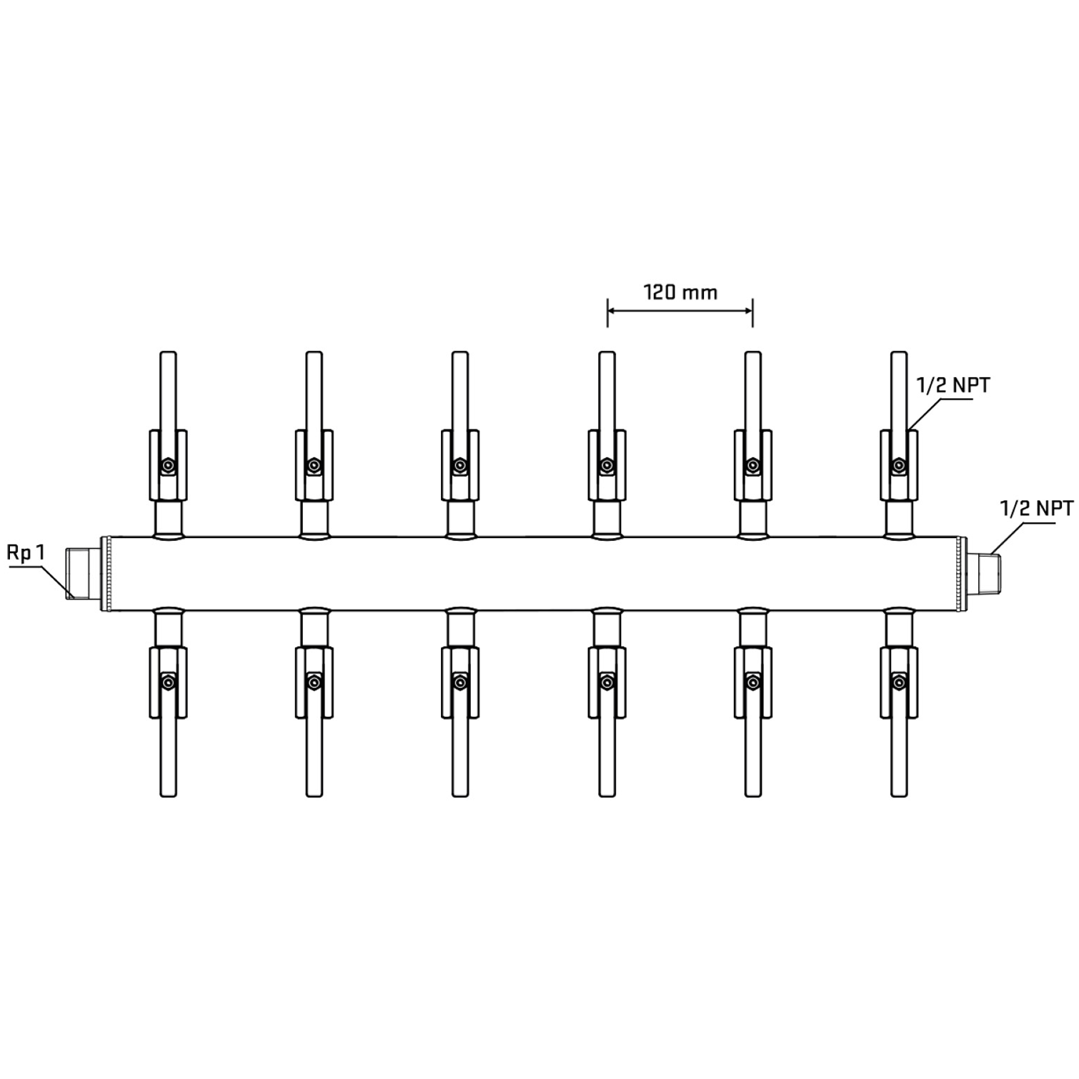 M512B080730 Manifolds Stainless Steel Double Sided