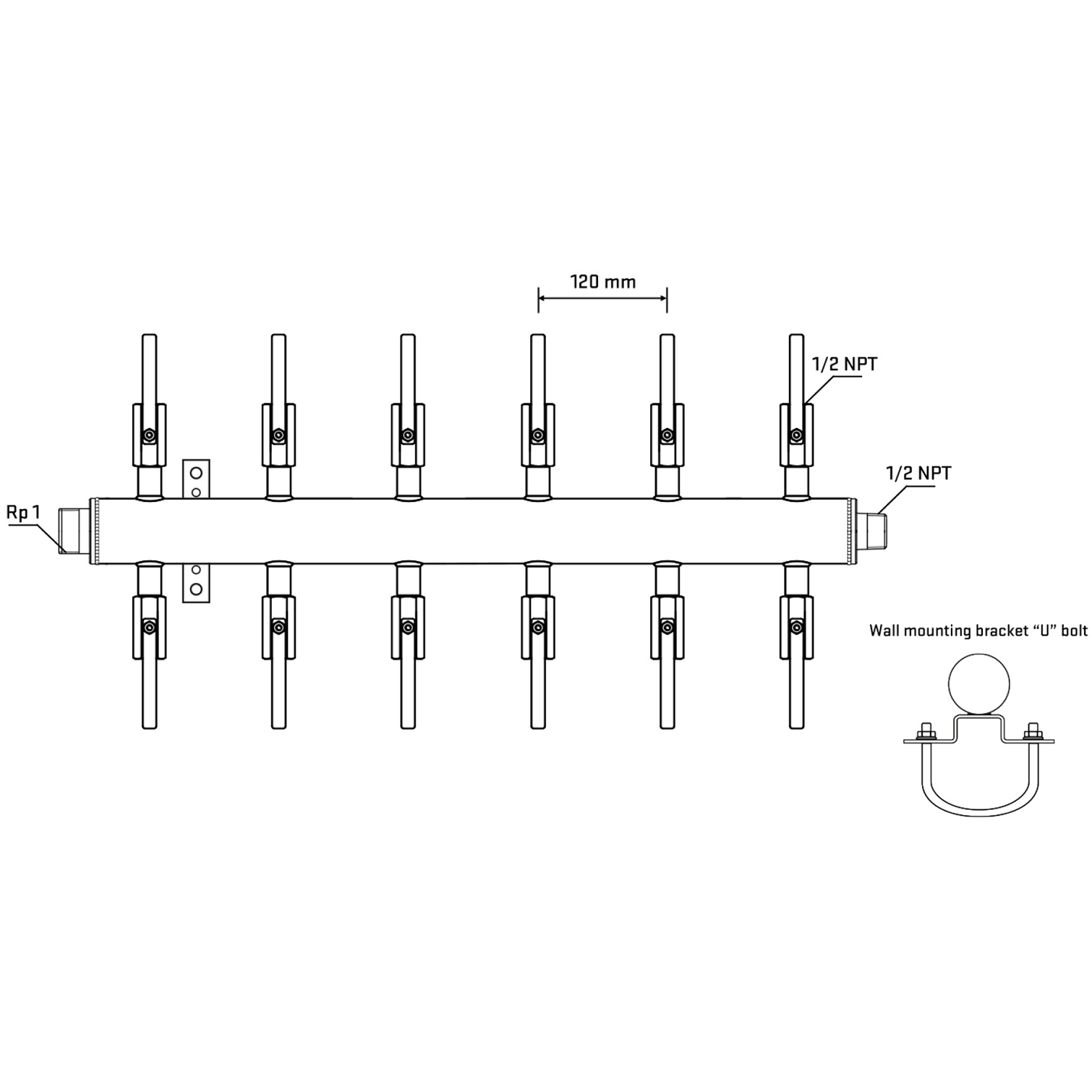 M512B080731 Manifolds Stainless Steel Double Sided