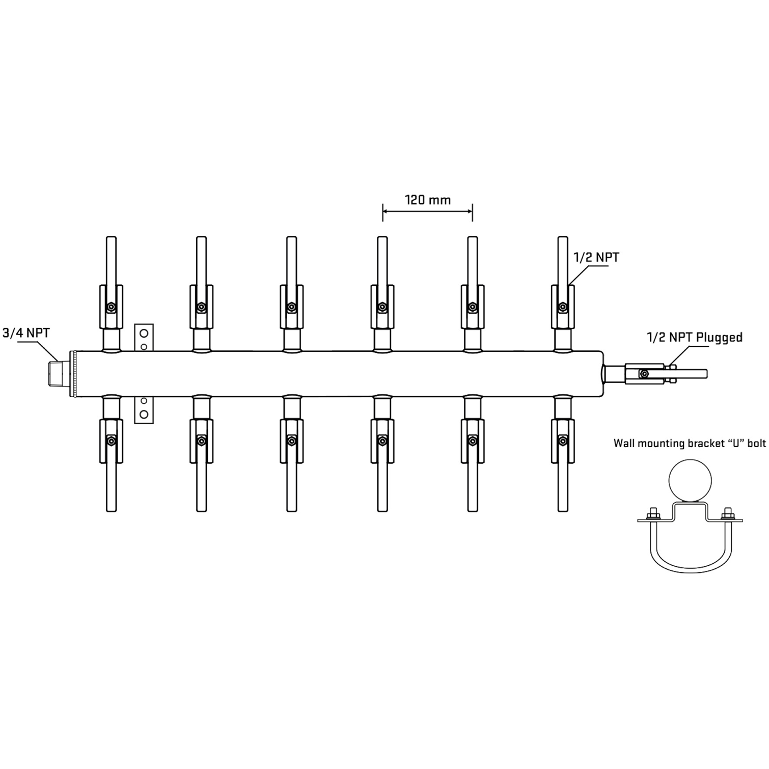 M512B080811 Manifolds Stainless Steel Double Sided