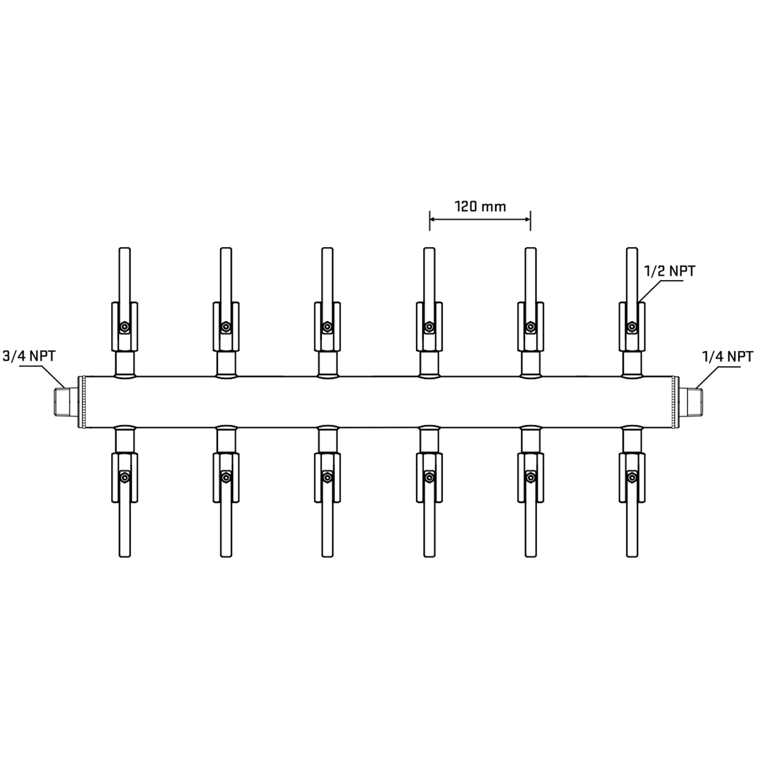 M512B080840 Manifolds Stainless Steel Double Sided