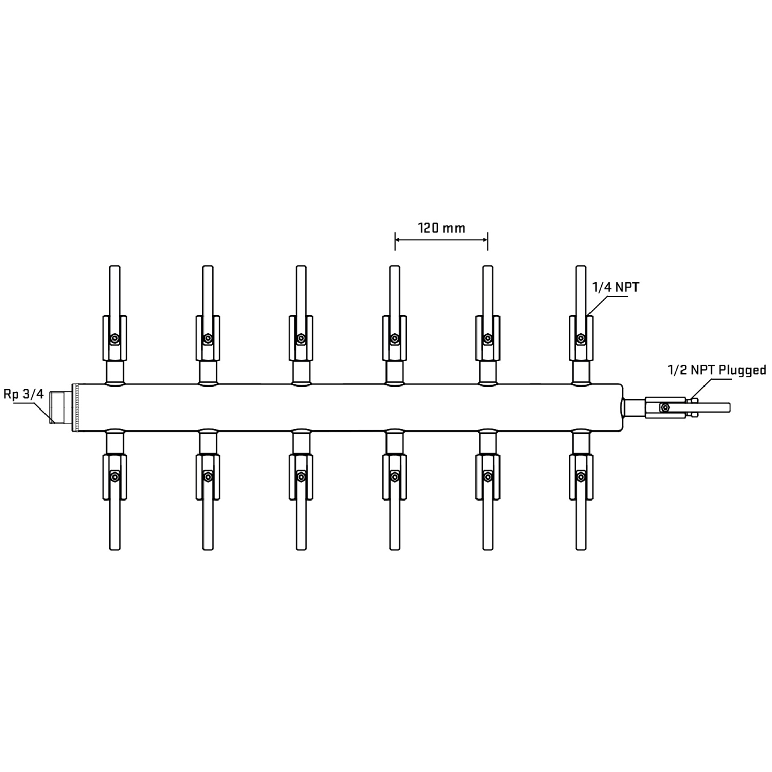 M512B090610 Manifolds Stainless Steel Double Sided