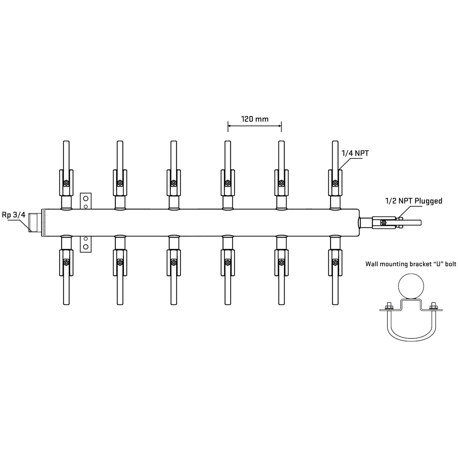 M512B090611 Manifolds Stainless Steel Double Sided