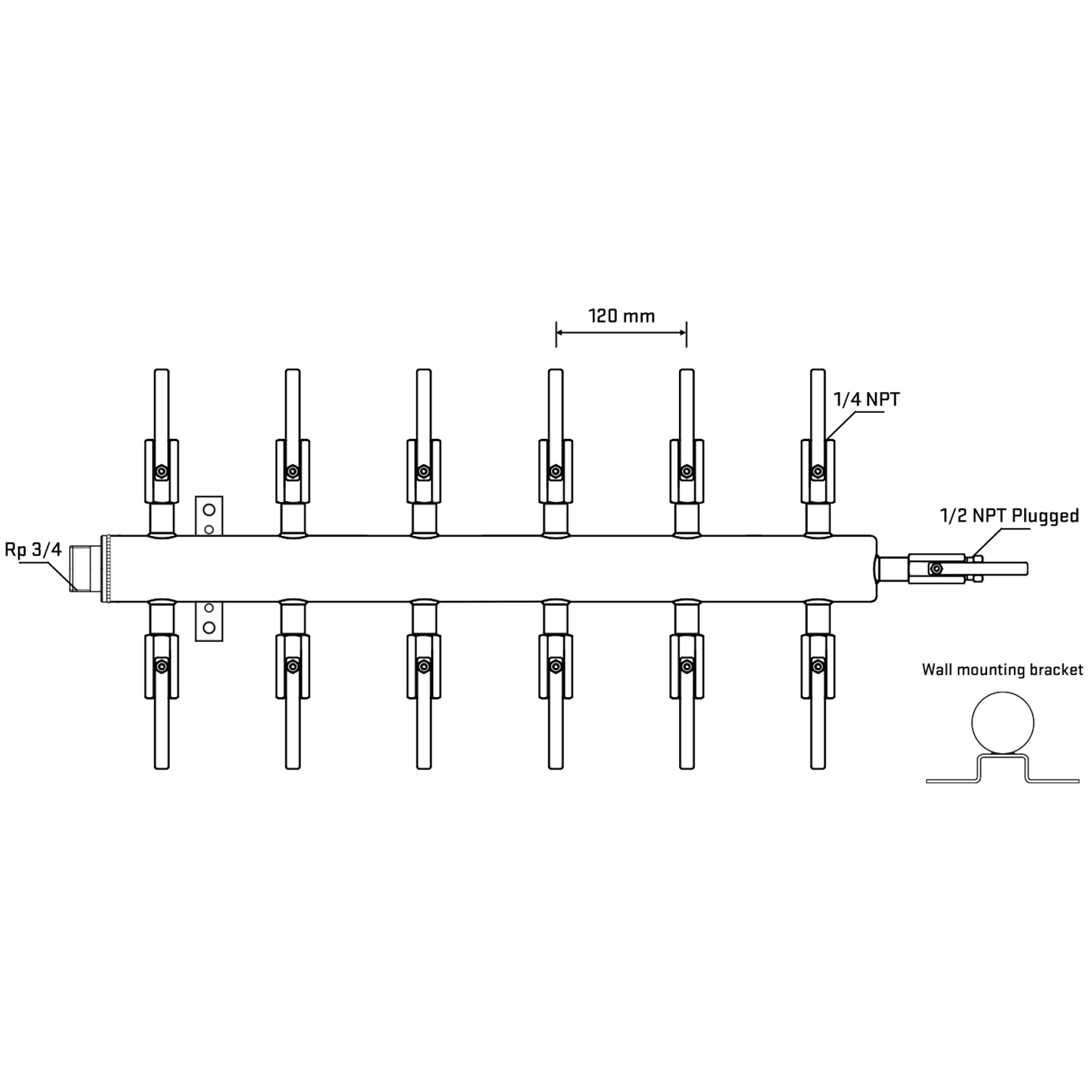 M512B090612 Manifolds Stainless Steel Double Sided