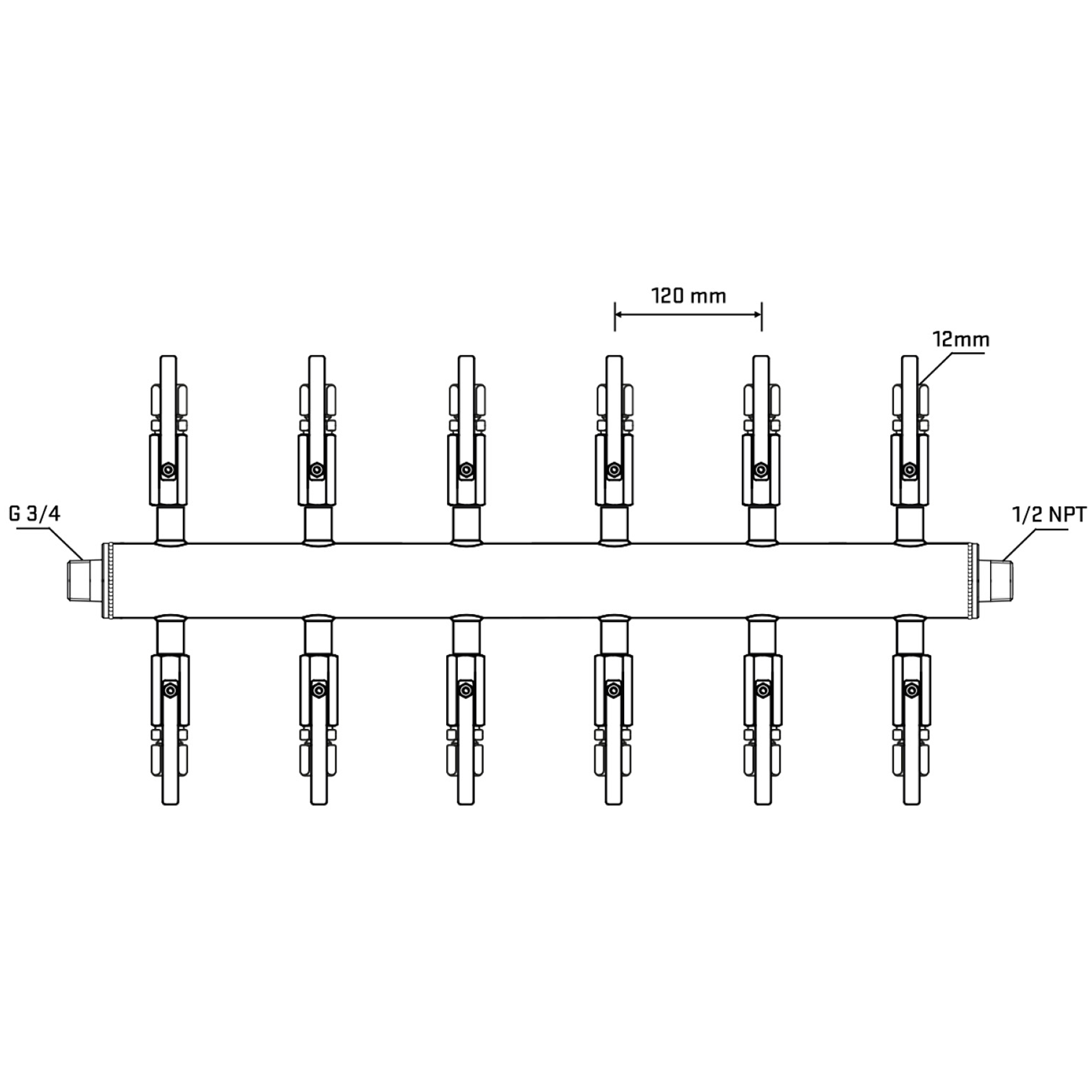 M512B100430 Manifolds Stainless Steel Double Sided