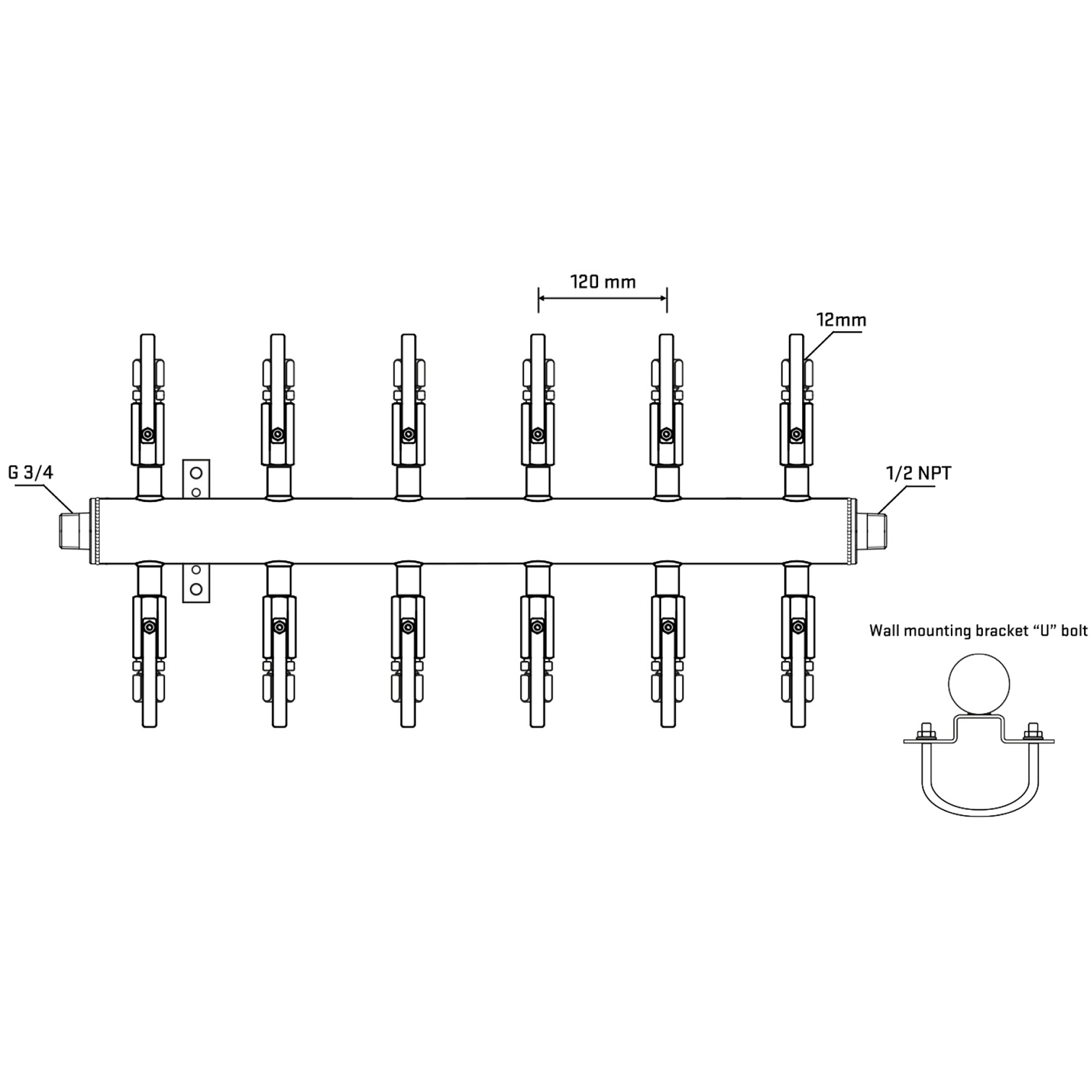 M512B100431 Manifolds Stainless Steel Double Sided