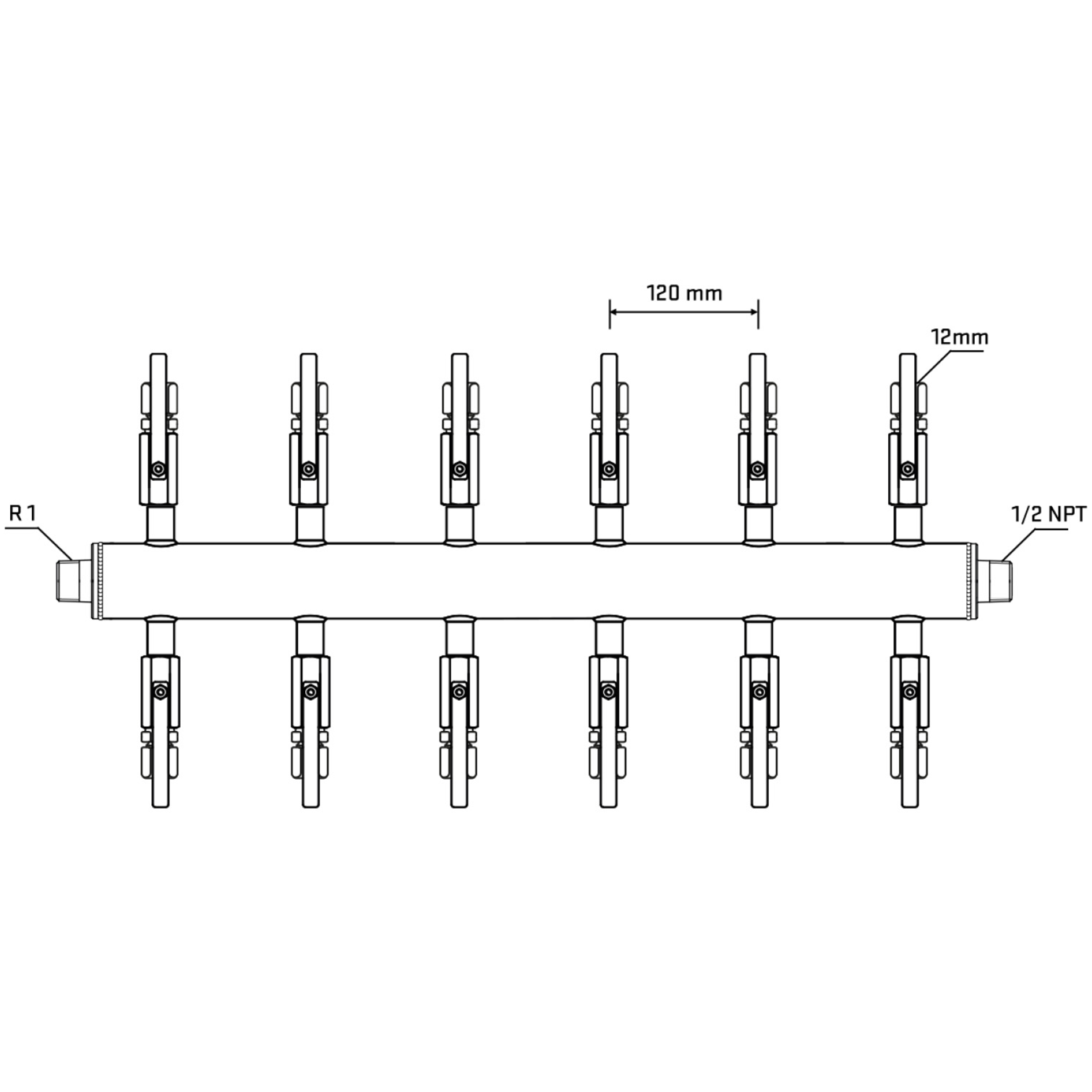 M512B100530 Manifolds Stainless Steel Double Sided