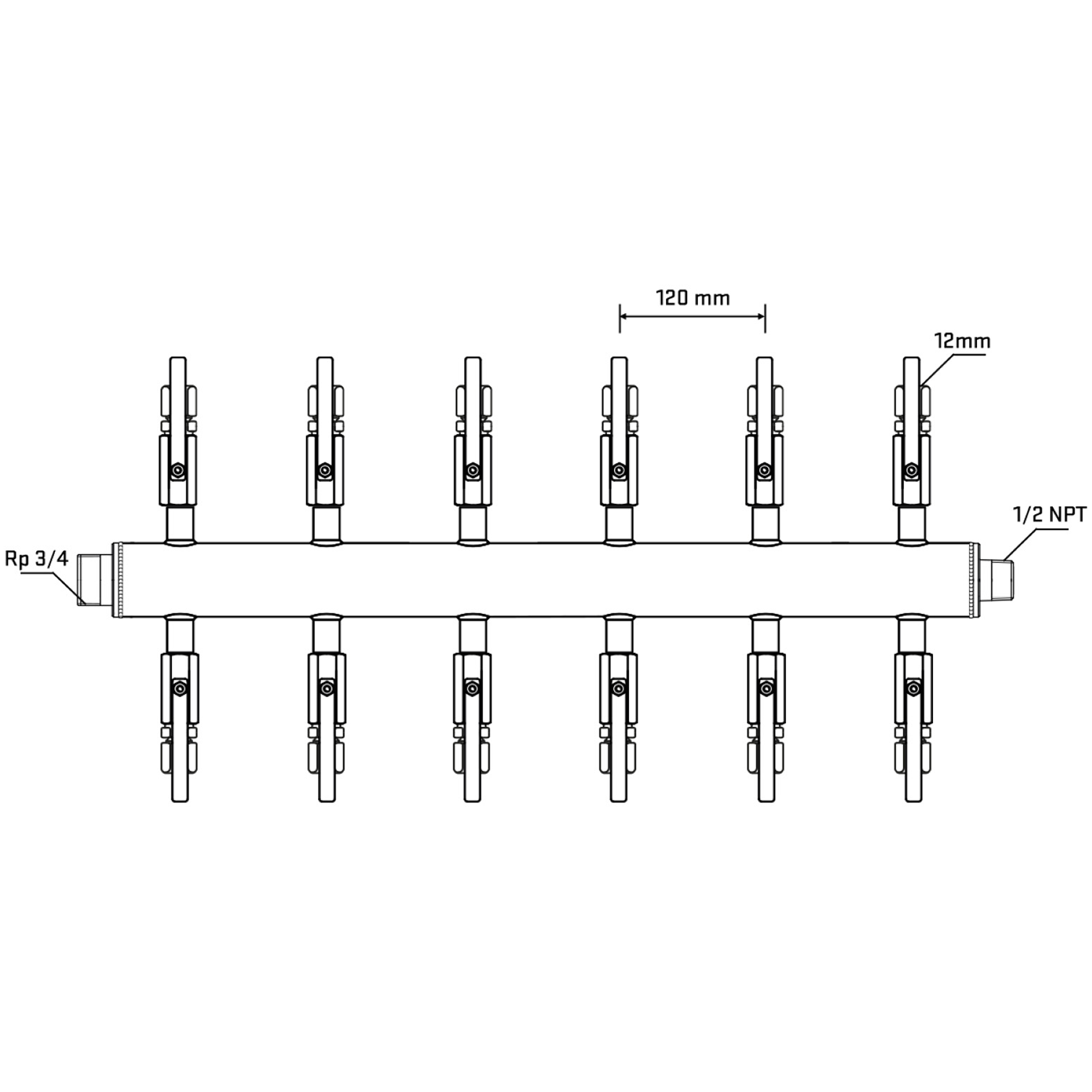 M512B100630 Manifolds Stainless Steel Double Sided