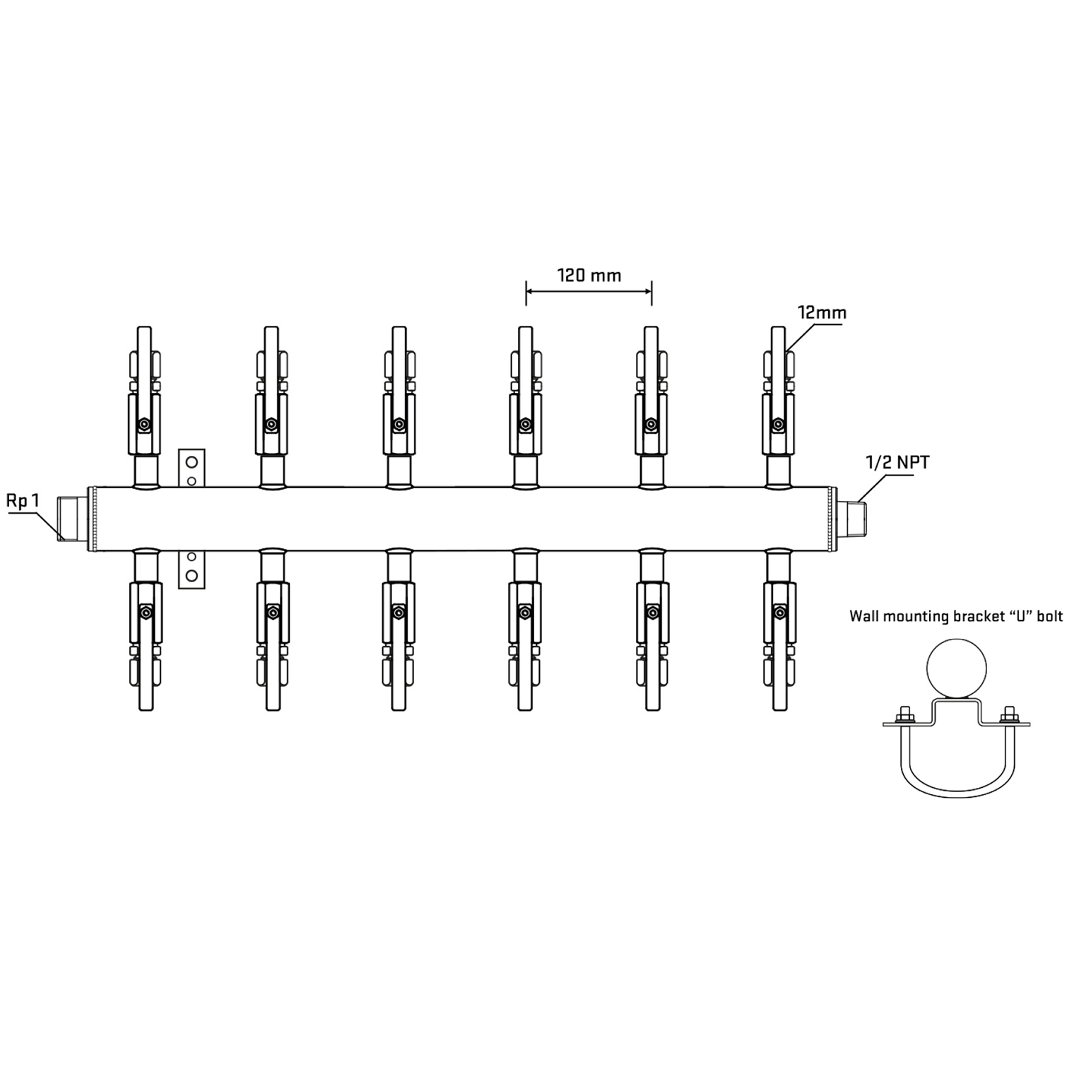 M512B100731 Manifolds Stainless Steel Double Sided