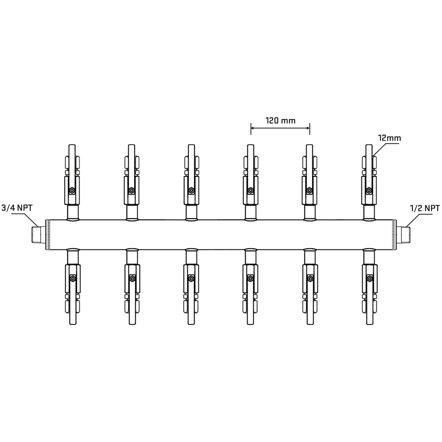 M512B100830 Manifolds Stainless Steel Double Sided