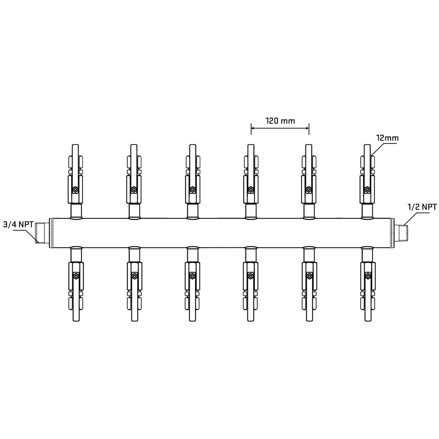 M512B101030 Manifolds Stainless Steel Double Sided