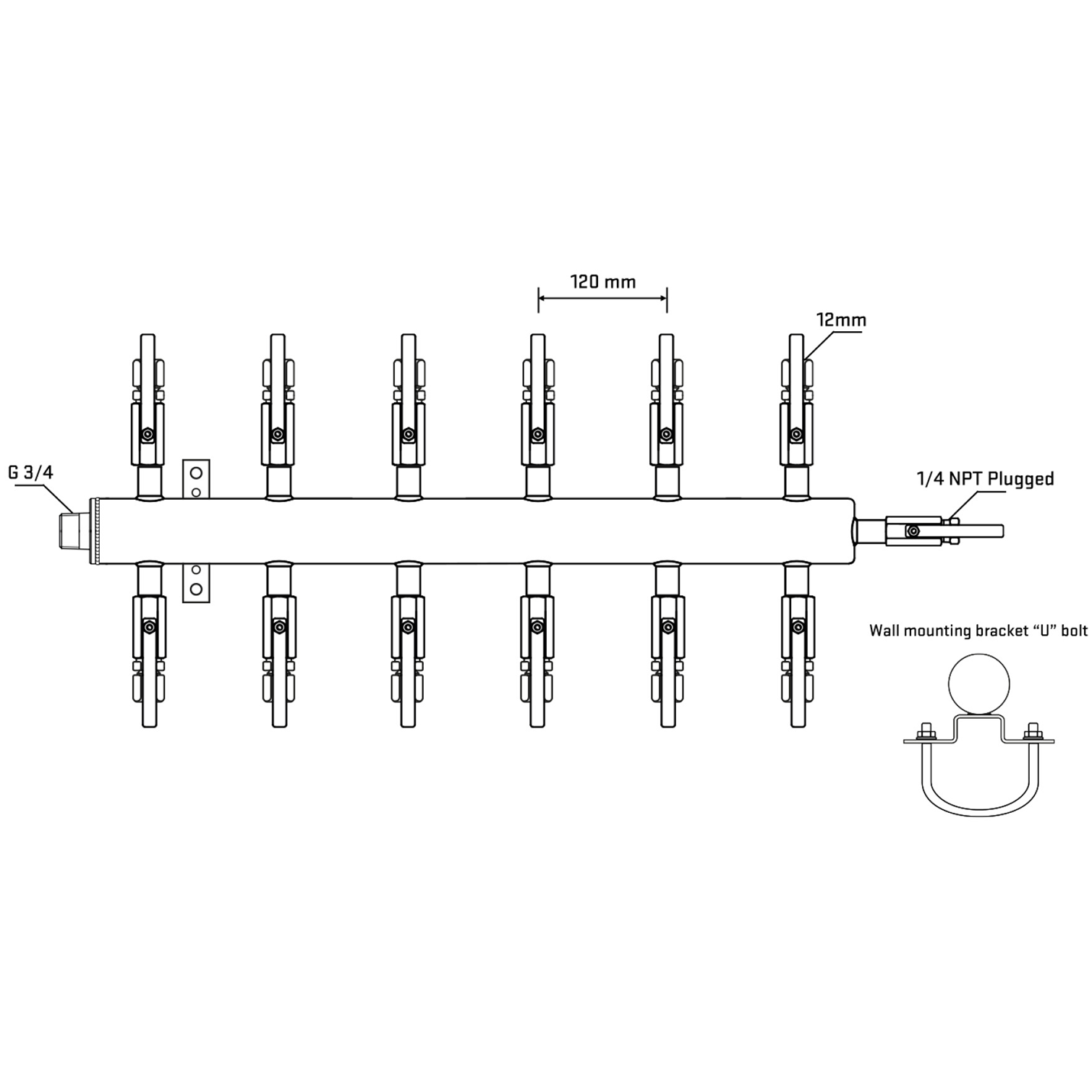 M512B110421 Manifolds Stainless Steel Double Sided