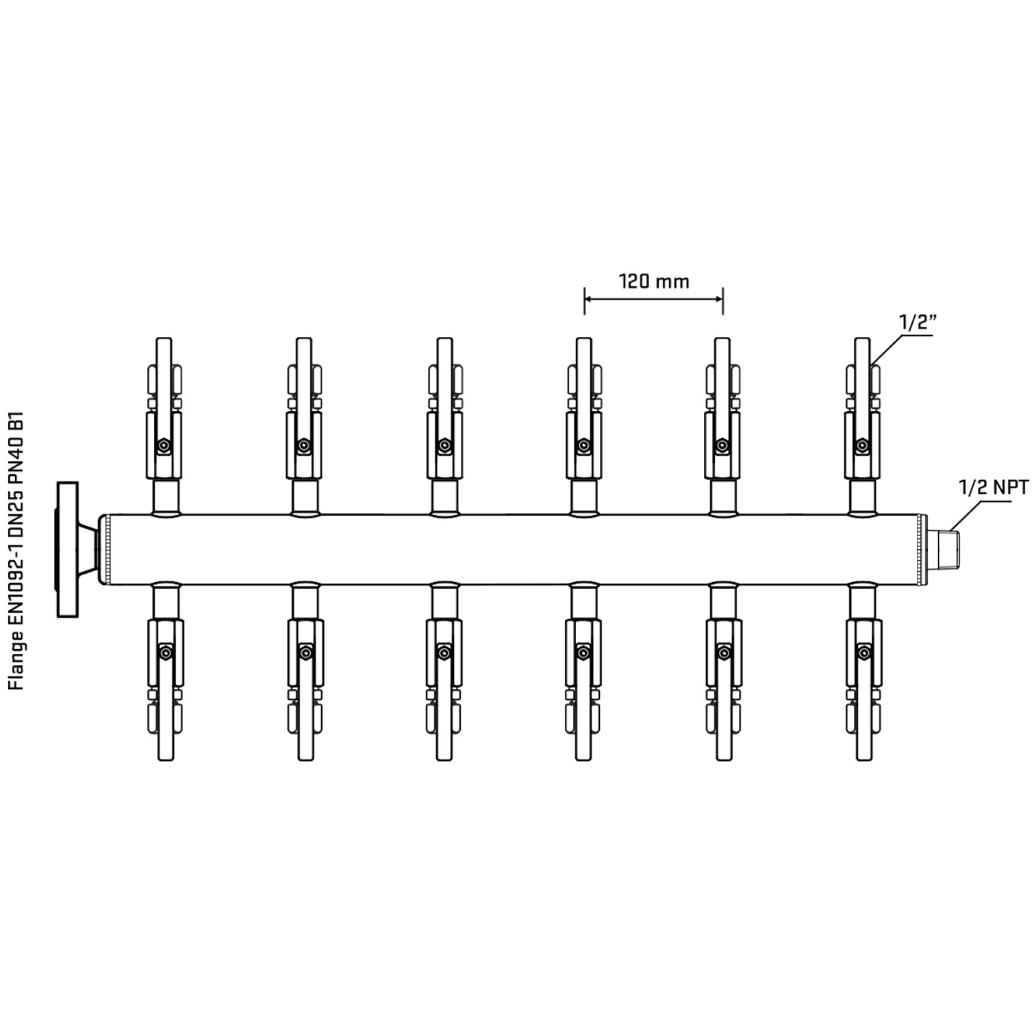 M512B120330 Manifolds Stainless Steel Double Sided