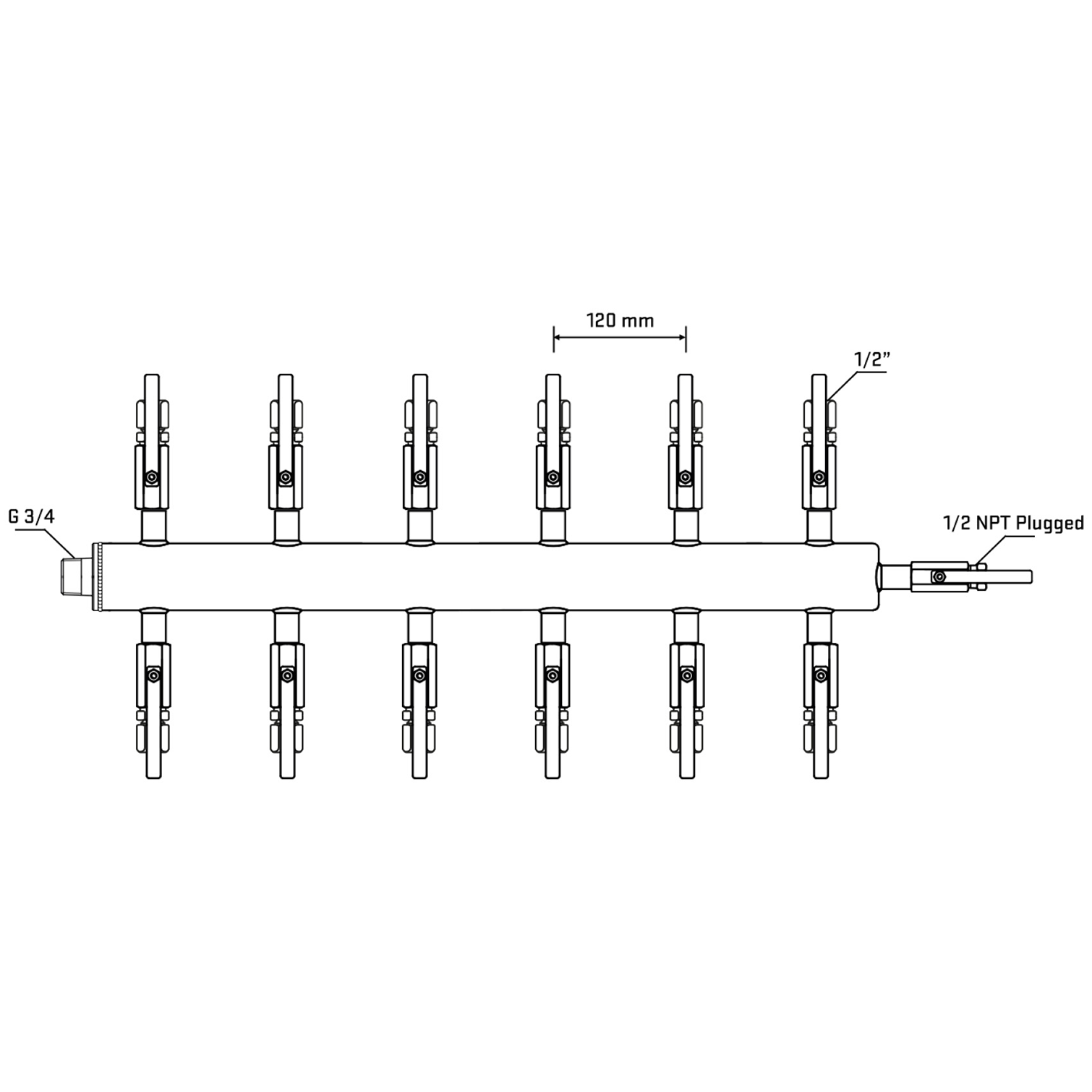 M512B120410 Manifolds Stainless Steel Double Sided