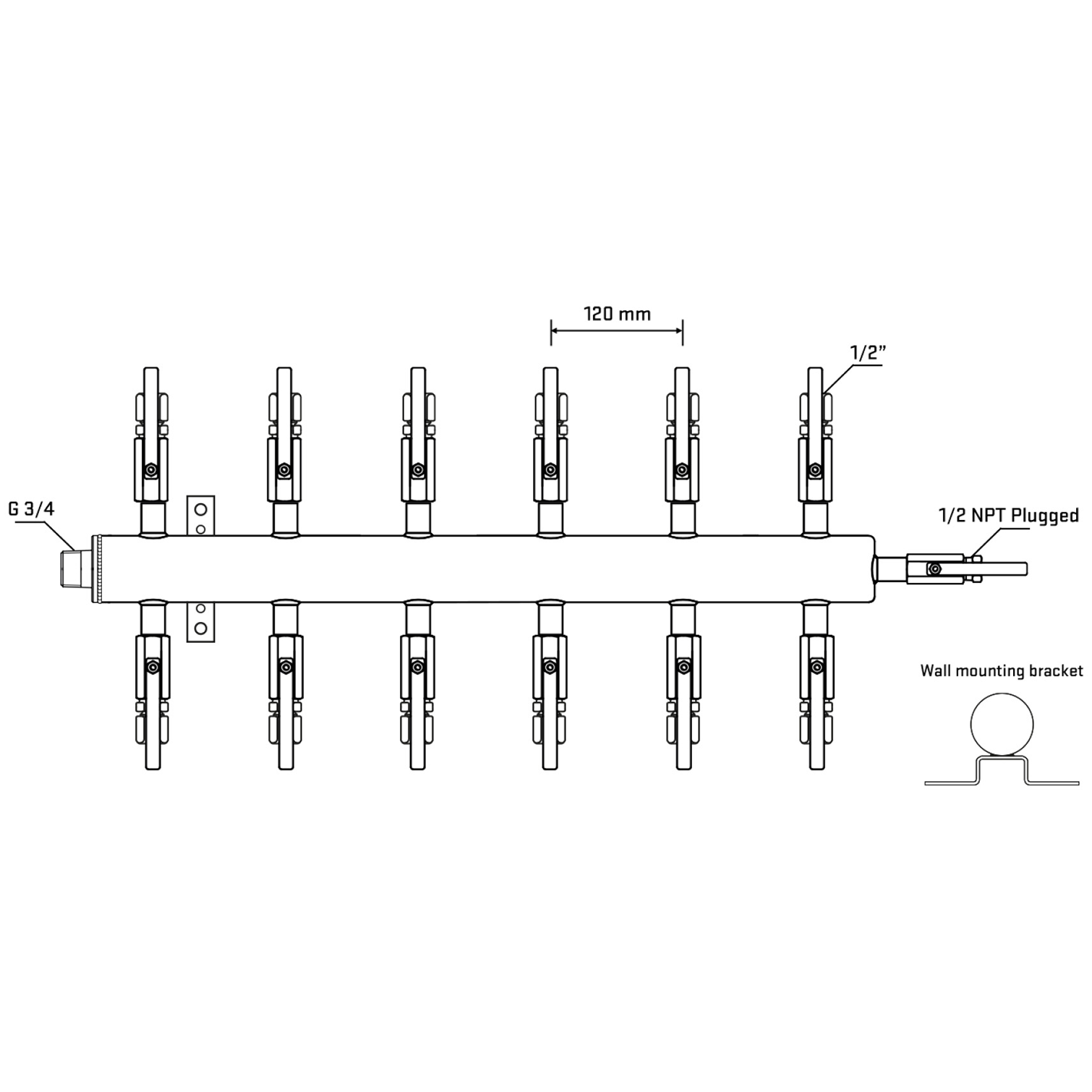 M512B120412 Manifolds Stainless Steel Double Sided