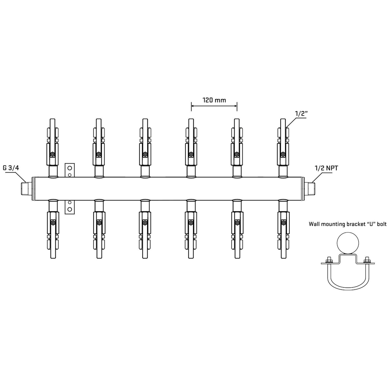 M512B120431 Manifolds Stainless Steel Double Sided