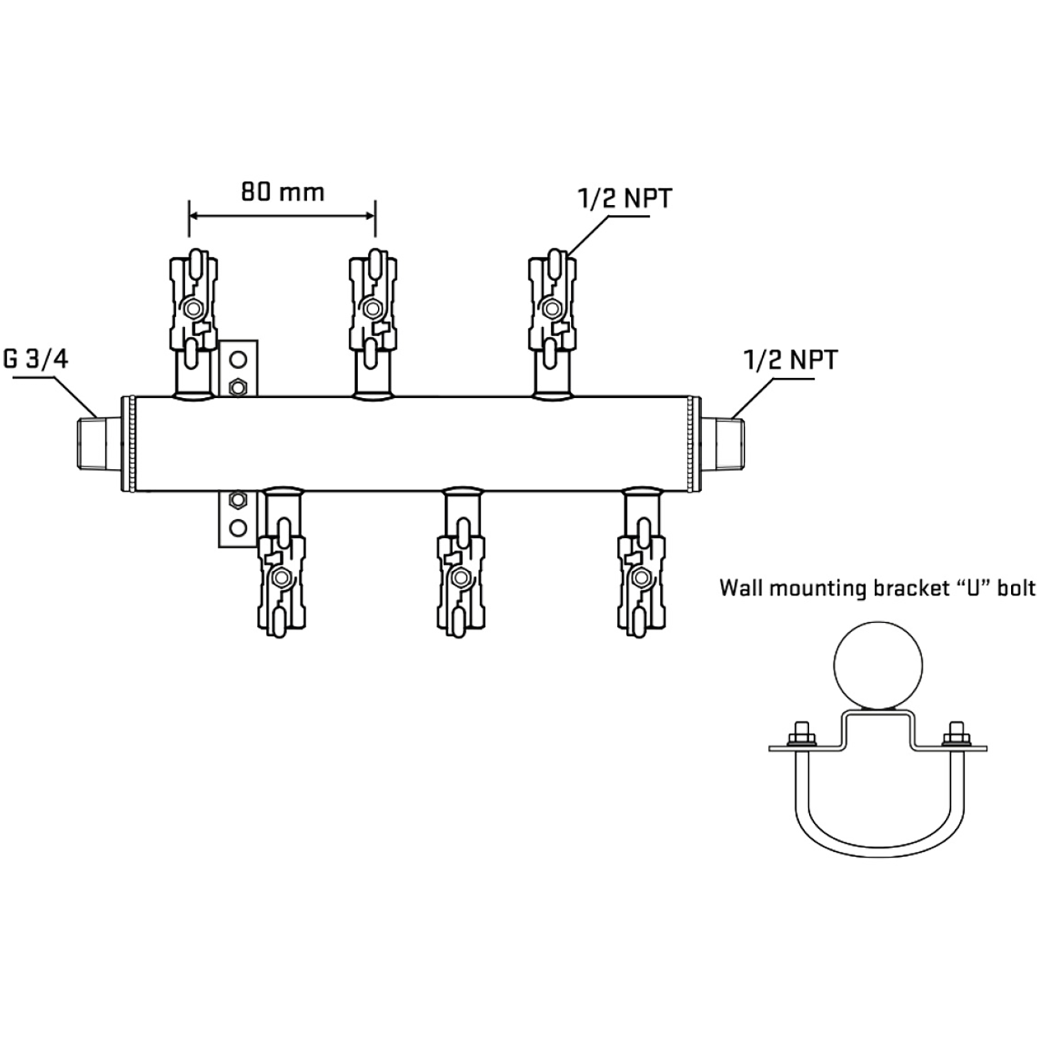 M5F1A010431 Manifolds Stainless Steel Double Sided