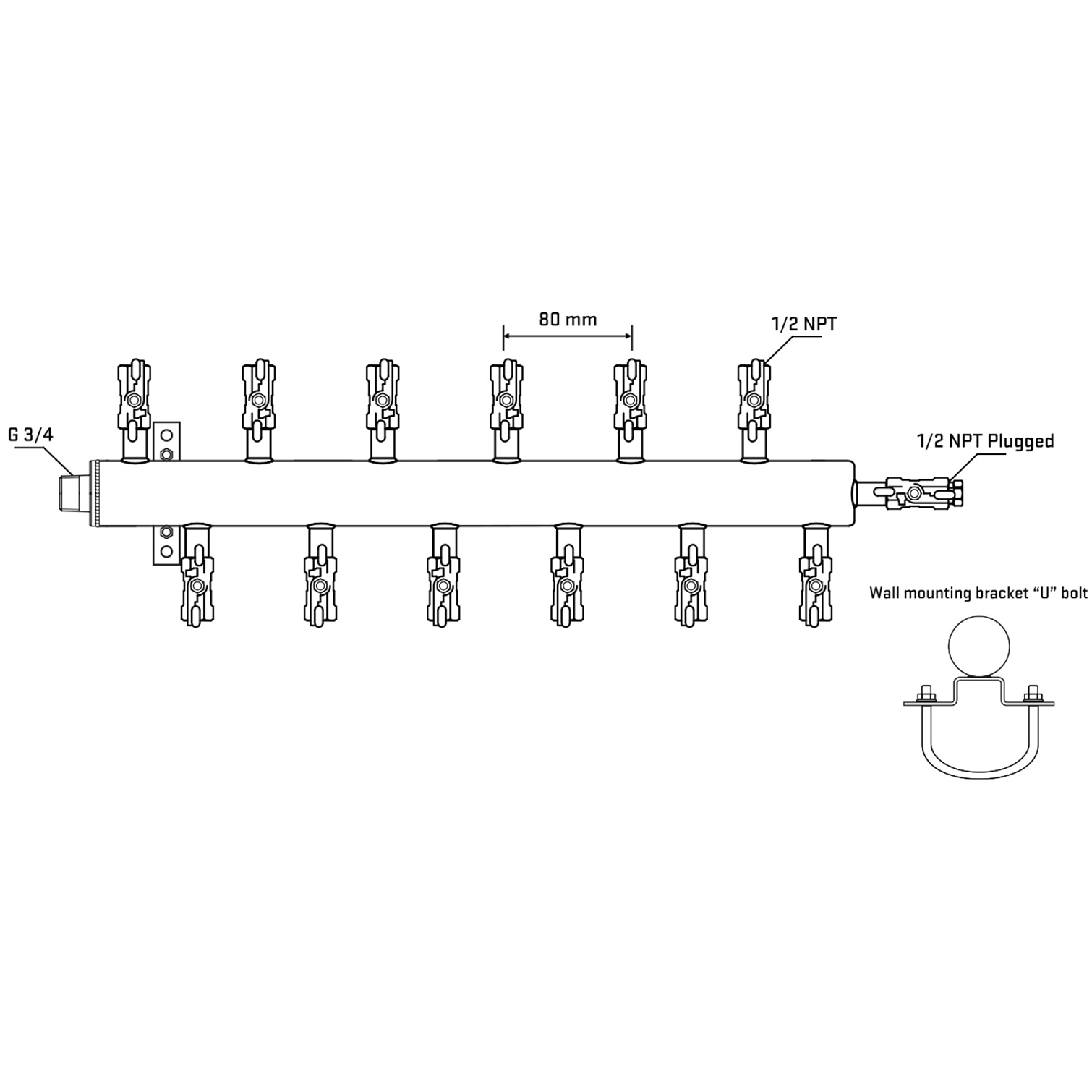 M5F2A010411 Manifolds Stainless Steel Double Sided