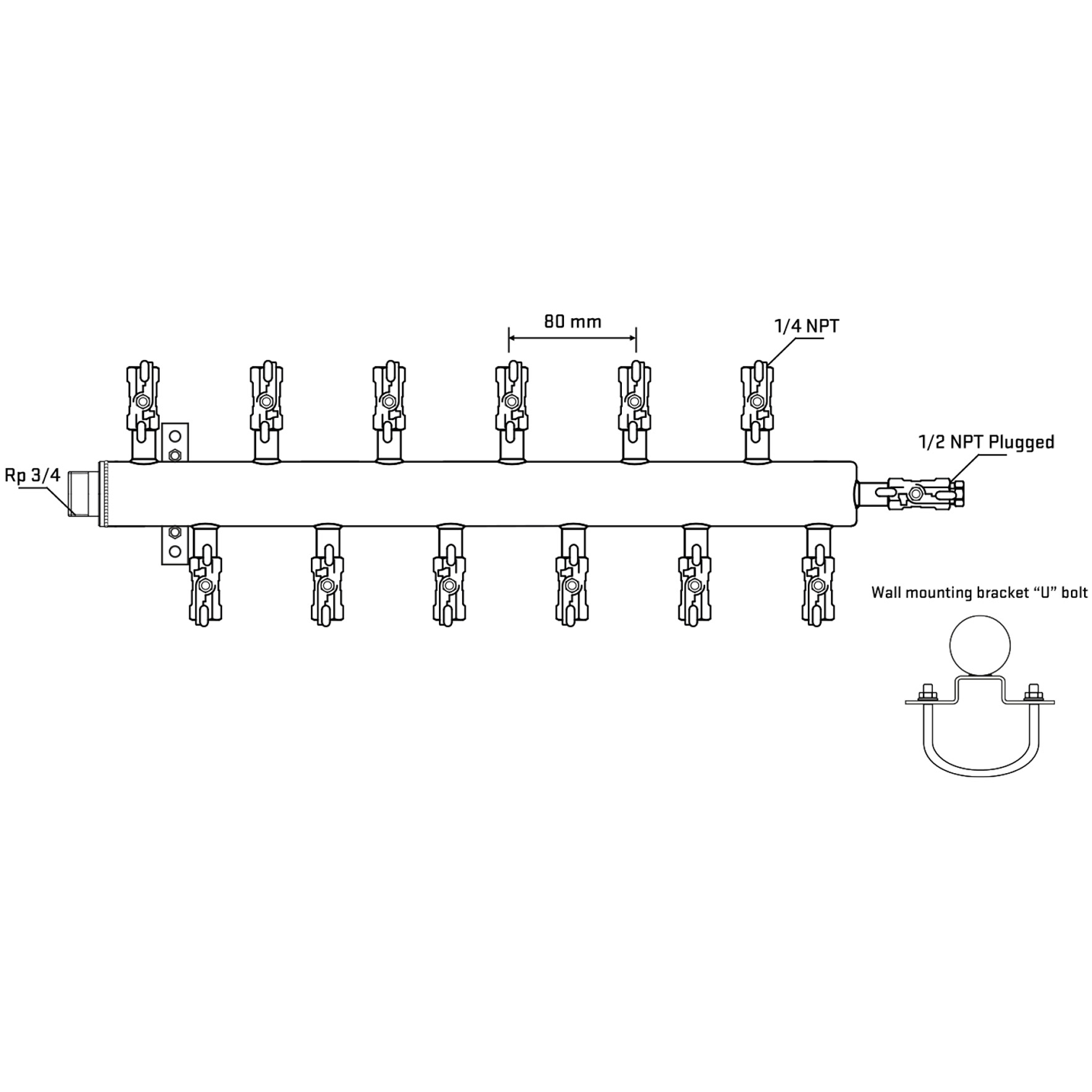 M5F2A020611 Manifolds Stainless Steel Double Sided