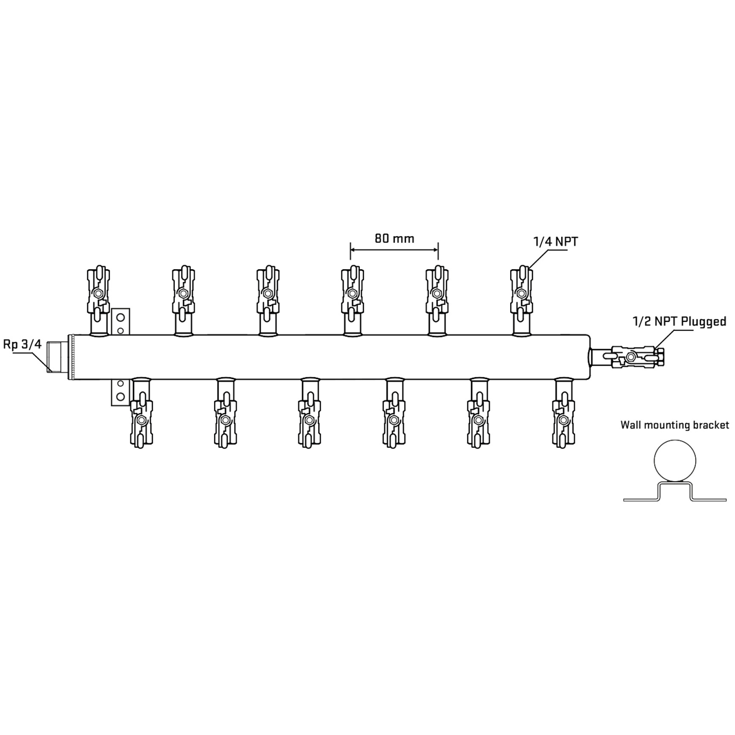 M5F2A020612 Manifolds Stainless Steel Double Sided