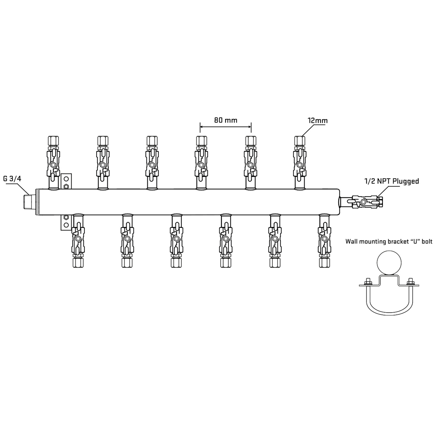 M5F2A040411 Manifolds Stainless Steel Double Sided