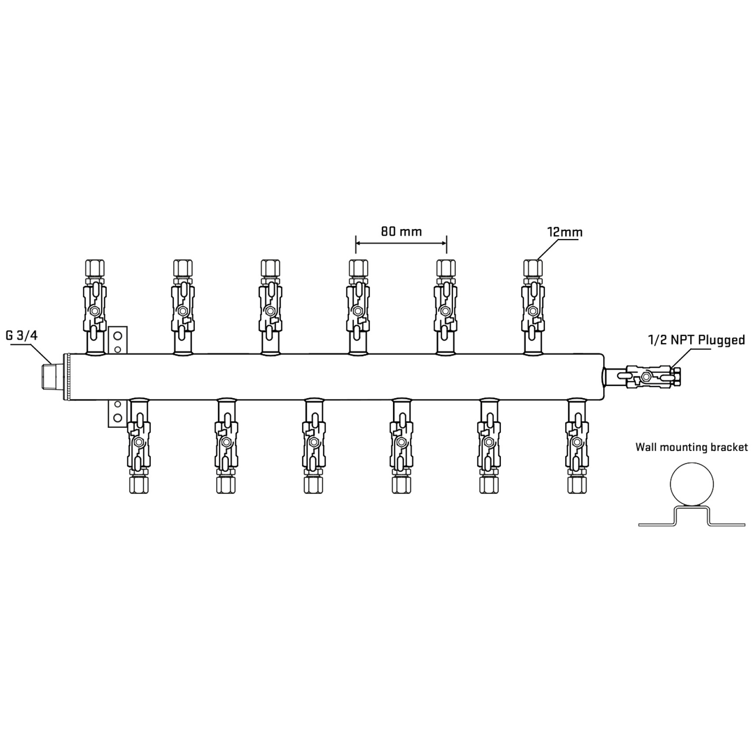 M5F2A040412 Manifolds Stainless Steel Double Sided