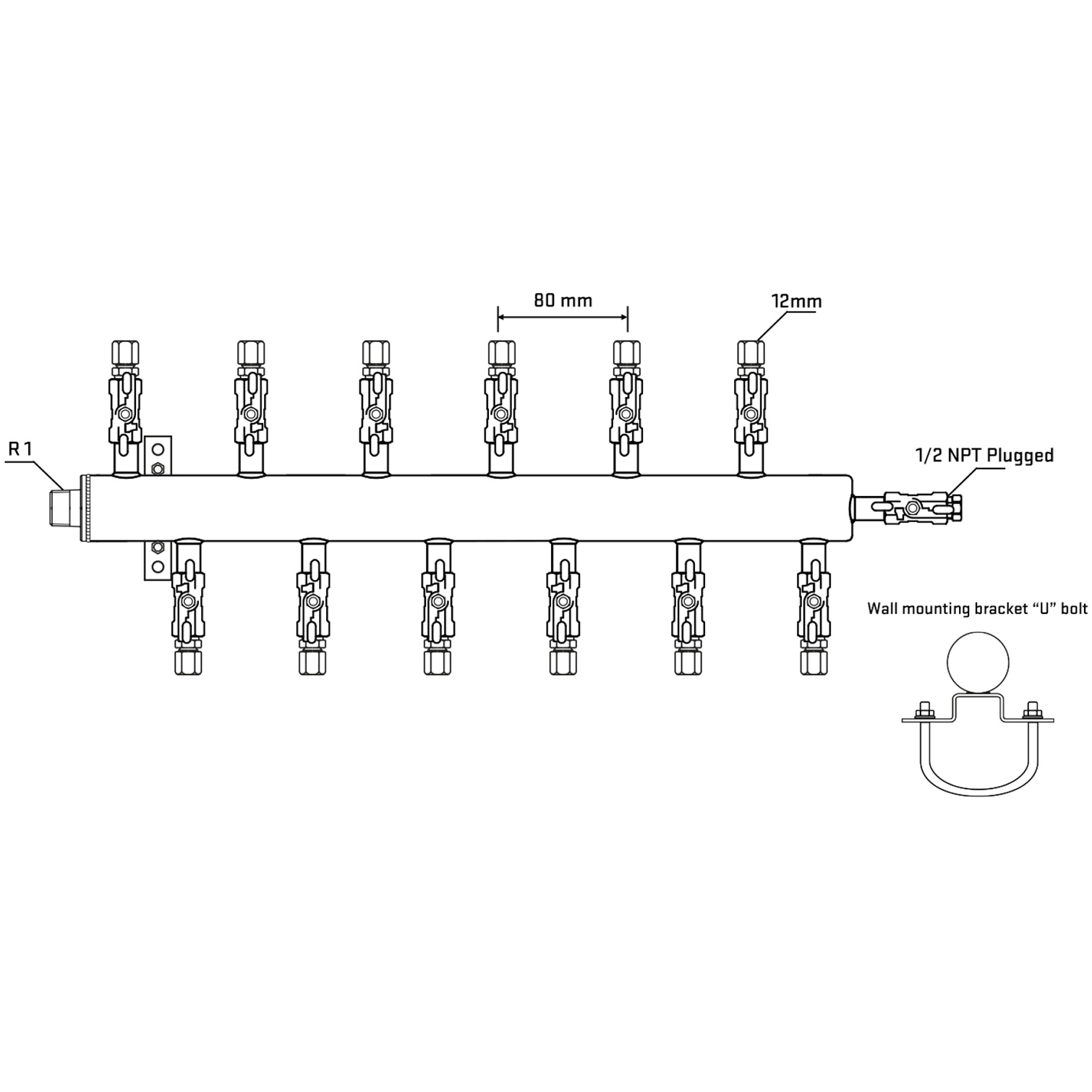 M5F2A040511 Manifolds Stainless Steel Double Sided