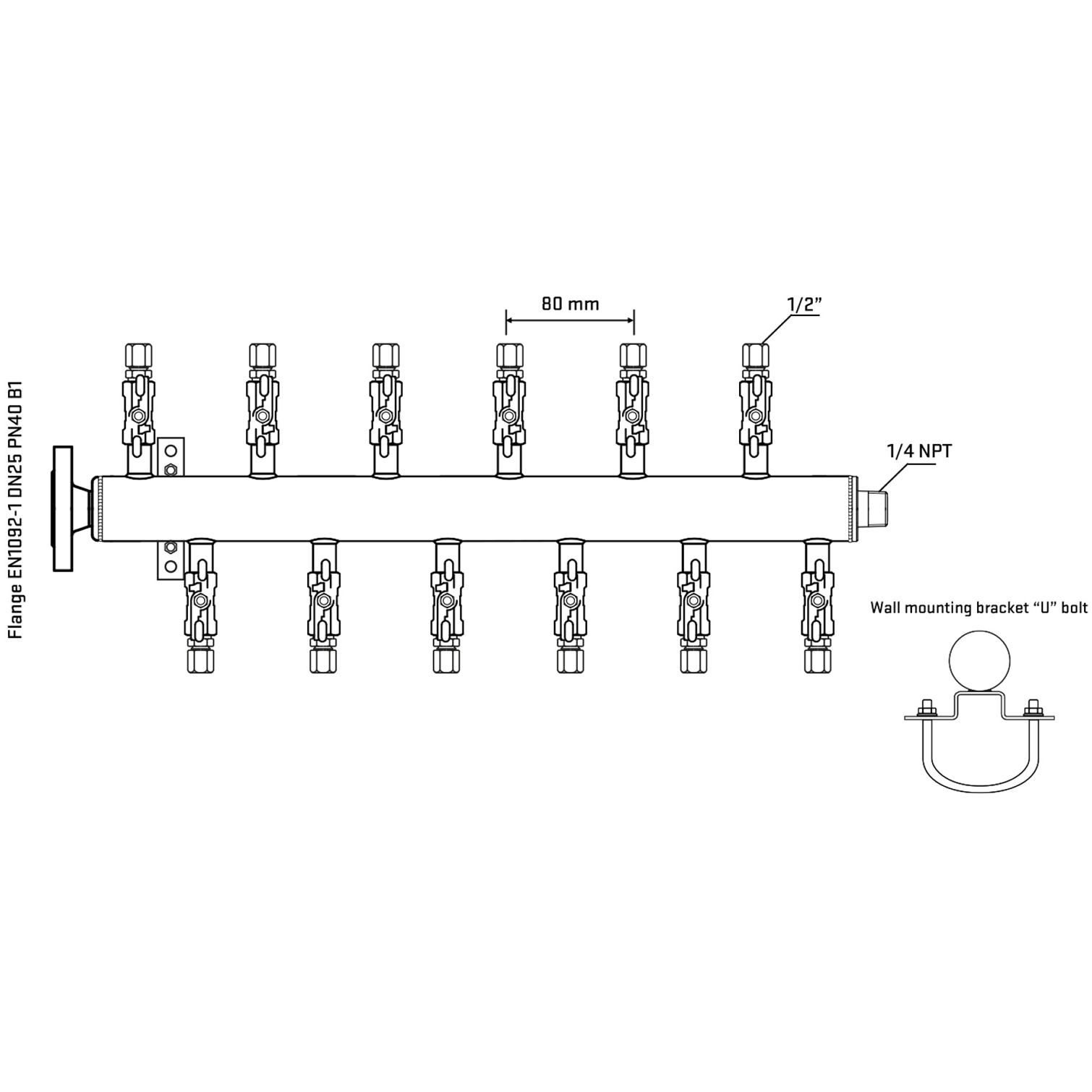 M5F2A050341 Manifolds Stainless Steel Double Sided