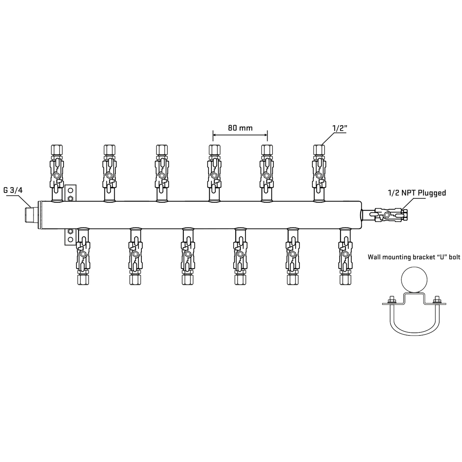 M5F2A050411 Manifolds Stainless Steel Double Sided