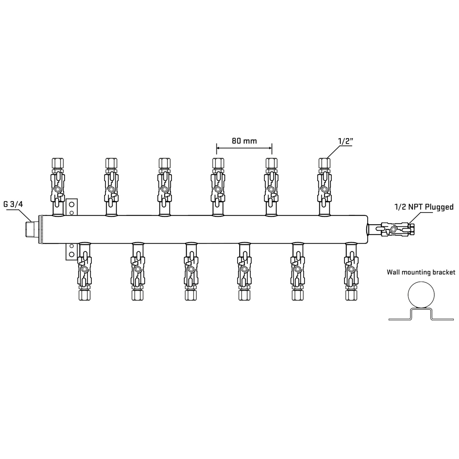 M5F2A050412 Manifolds Stainless Steel Double Sided