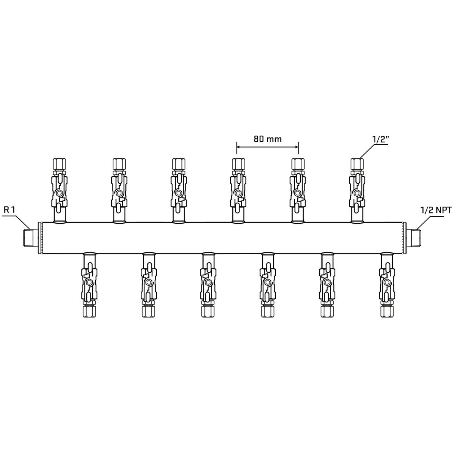 M5F2A050530 Manifolds Stainless Steel Double Sided