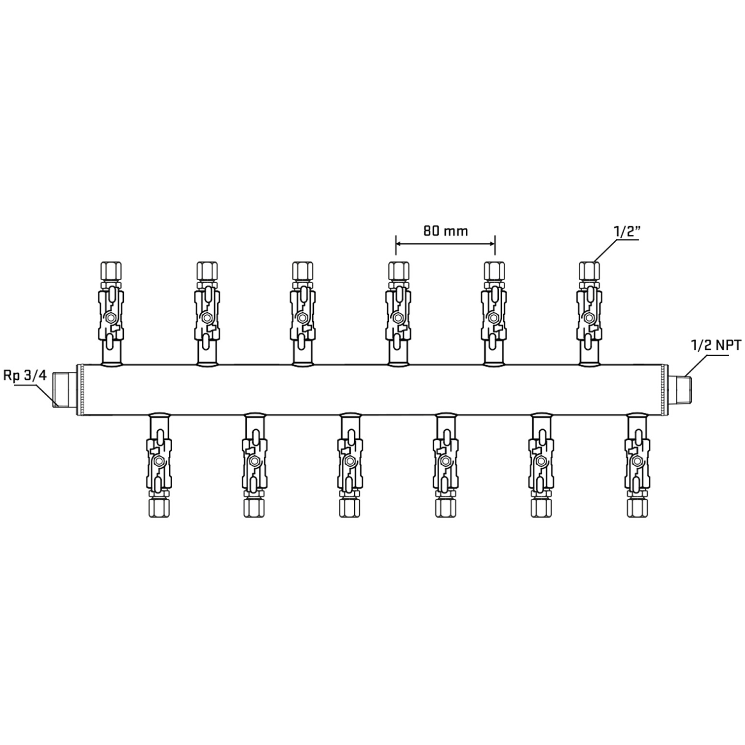 M5F2A050630 Manifolds Stainless Steel Double Sided