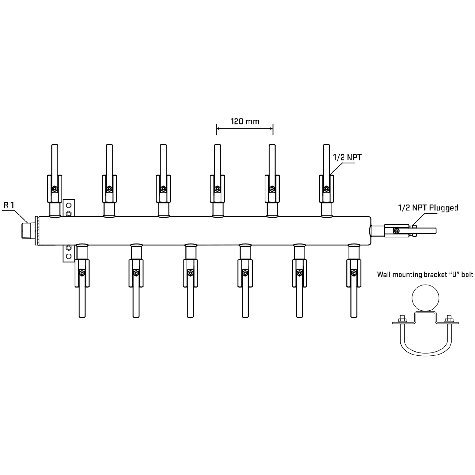 M5F2B080511 Manifolds Stainless Steel Double Sided