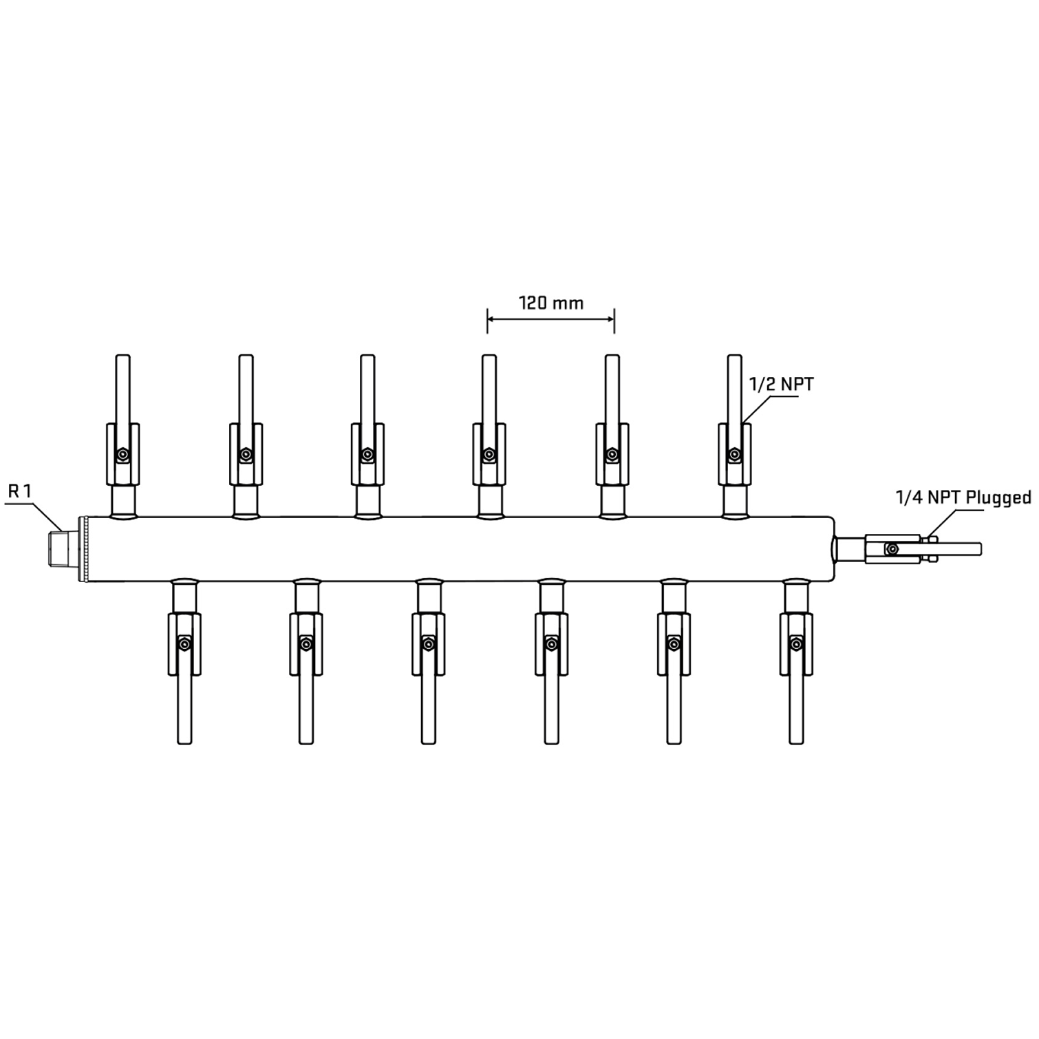 M5F2B080520 Manifolds Stainless Steel Double Sided