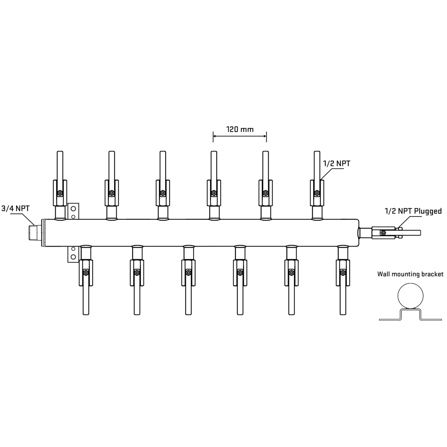 M5F2B080812 Manifolds Stainless Steel Double Sided